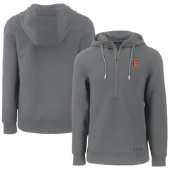 Cleveland Guardians Cutter & Buck Roam Eco Half-Zip Recycled Pullover Hoodie - Gray Hoodies