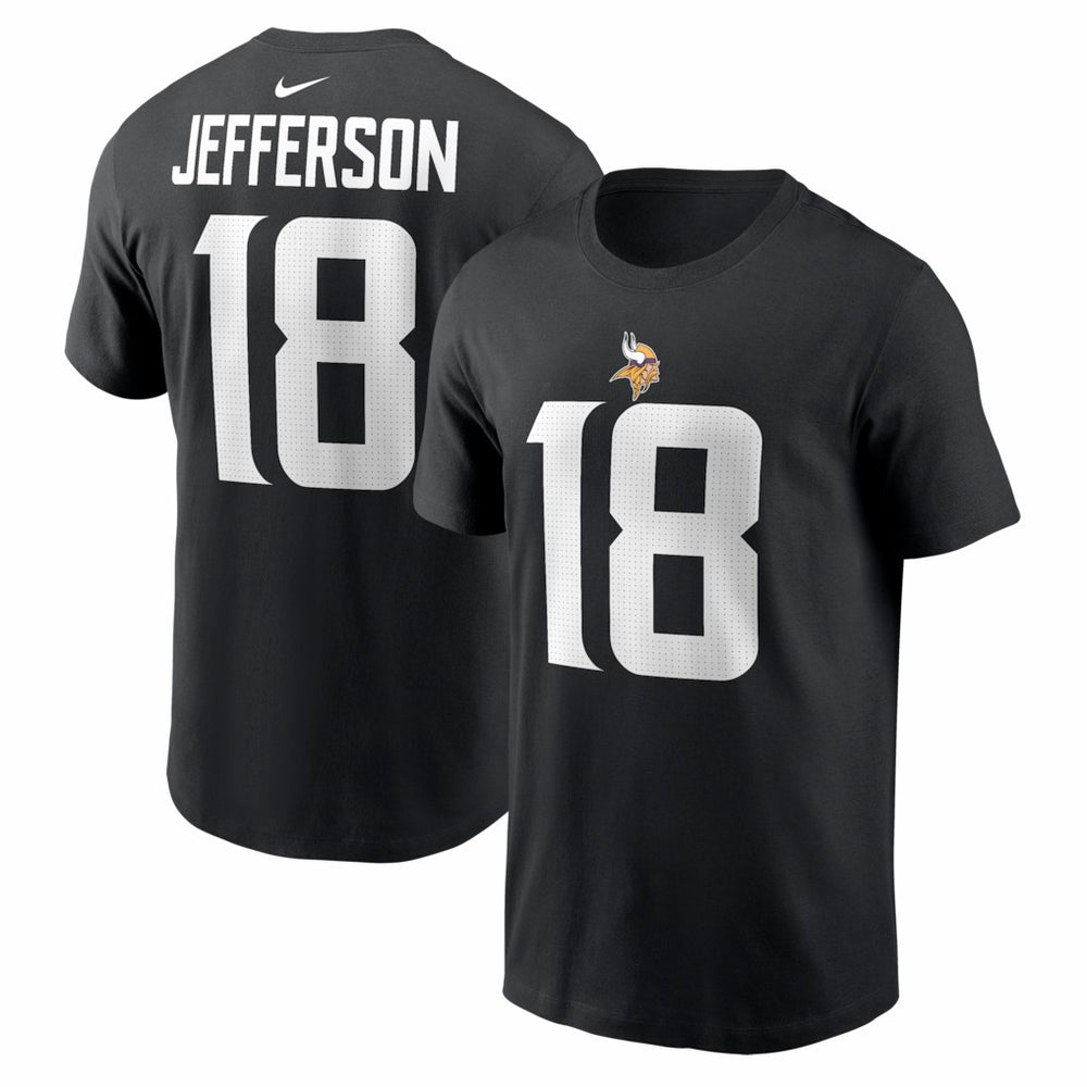 Justin Jefferson Minnesota Vikings Name & Number T-Shirt - Black T-shirts