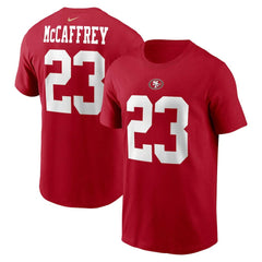 Christian McCaffrey San Francisco 49ers Player Name & Number T-Shirt - Scarlet T-shirts