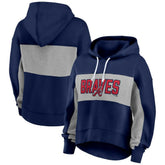 Atlanta Braves Profile Women's Plus Size Pullover Hoodie - Navy Hoodies