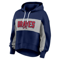 Atlanta Braves Profile Women's Plus Size Pullover Hoodie - Navy Hoodies