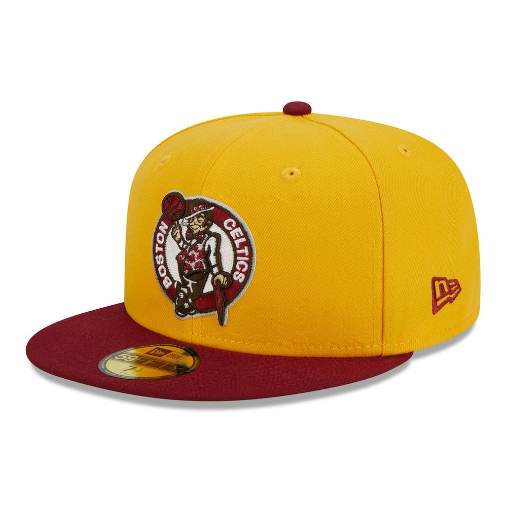Boston Celtics Fall Leaves 2-Tone 59FIFTY Fitted Hat Yellow/Red - New Era