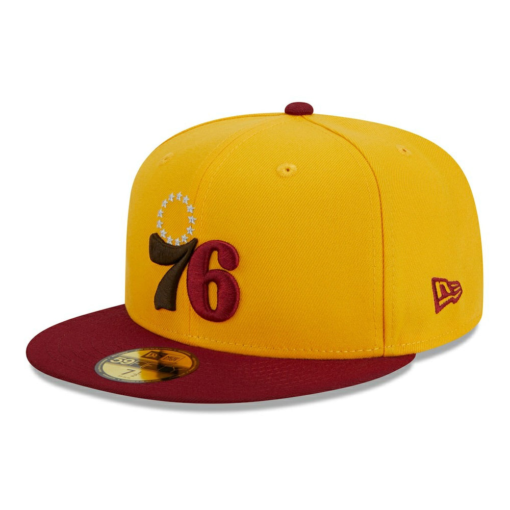 Philadelphia 76ers Fall Leaves 2-Tone 59FIFTY Fitted Hat Yellow/Red - New Era outlet