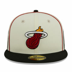 Miami Heat Piping 2-Tone 59FIFTY Fitted Hat Cream/Black - New Era