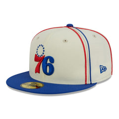 Philadelphia 76ers Piping 2-Tone 59FIFTY Fitted Hat Cream/Royal - New Era