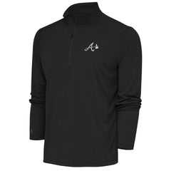 Atlanta Braves Antigua Metallic Tribute Quarter-Zip Top - Charcoal Tops