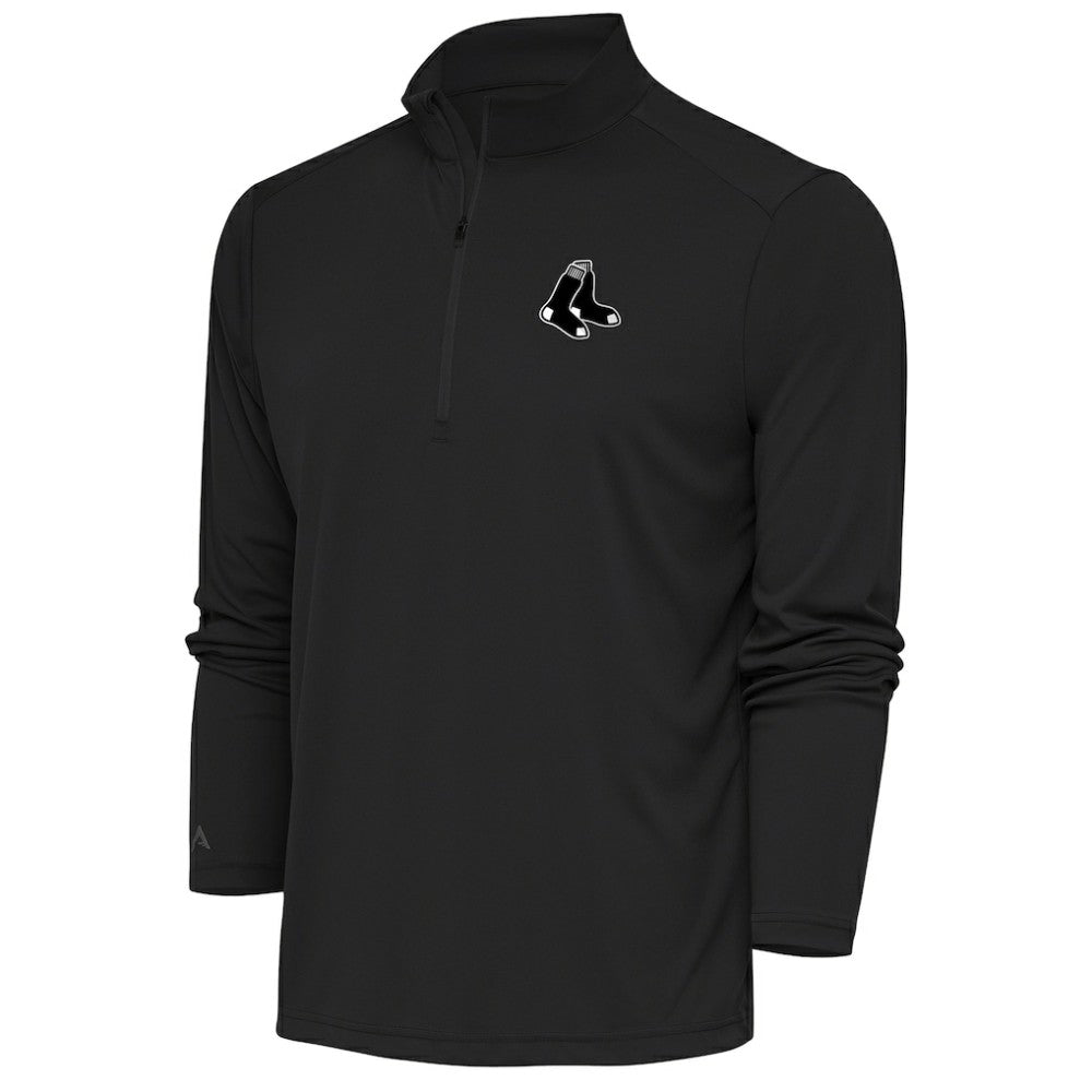 Boston Red Sox Antigua Metallic Tribute Quarter-Zip Top - Charcoal Tops
