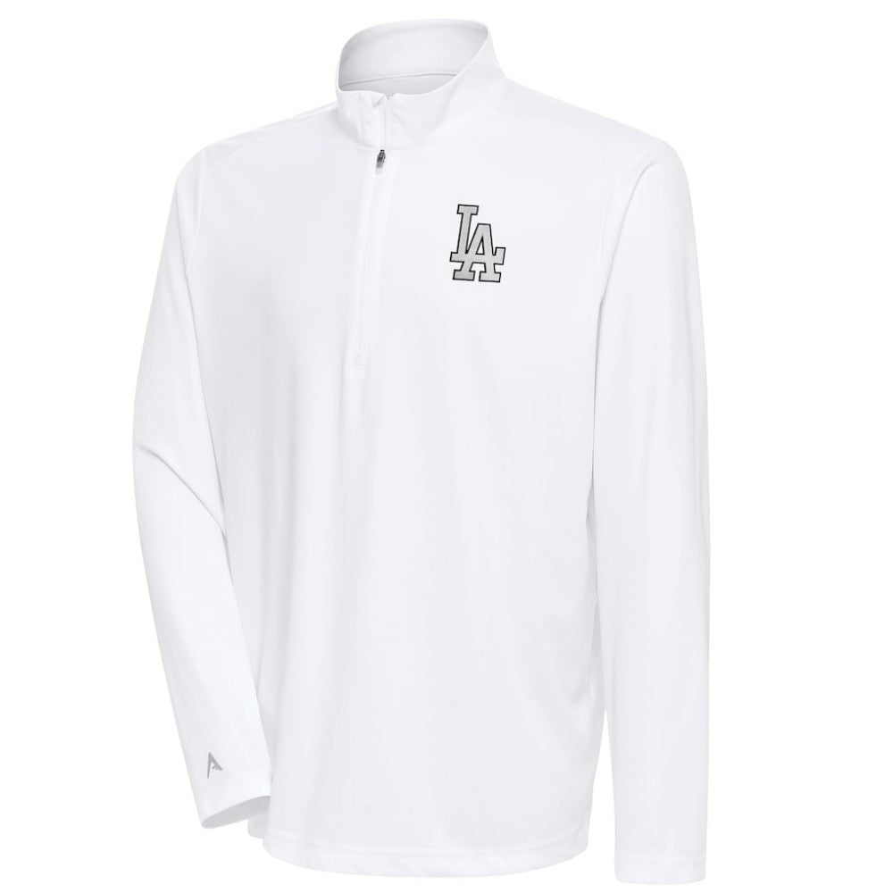 Los Angeles Dodgers Antigua Metallic Tribute Quarter-Zip Top - White Tops