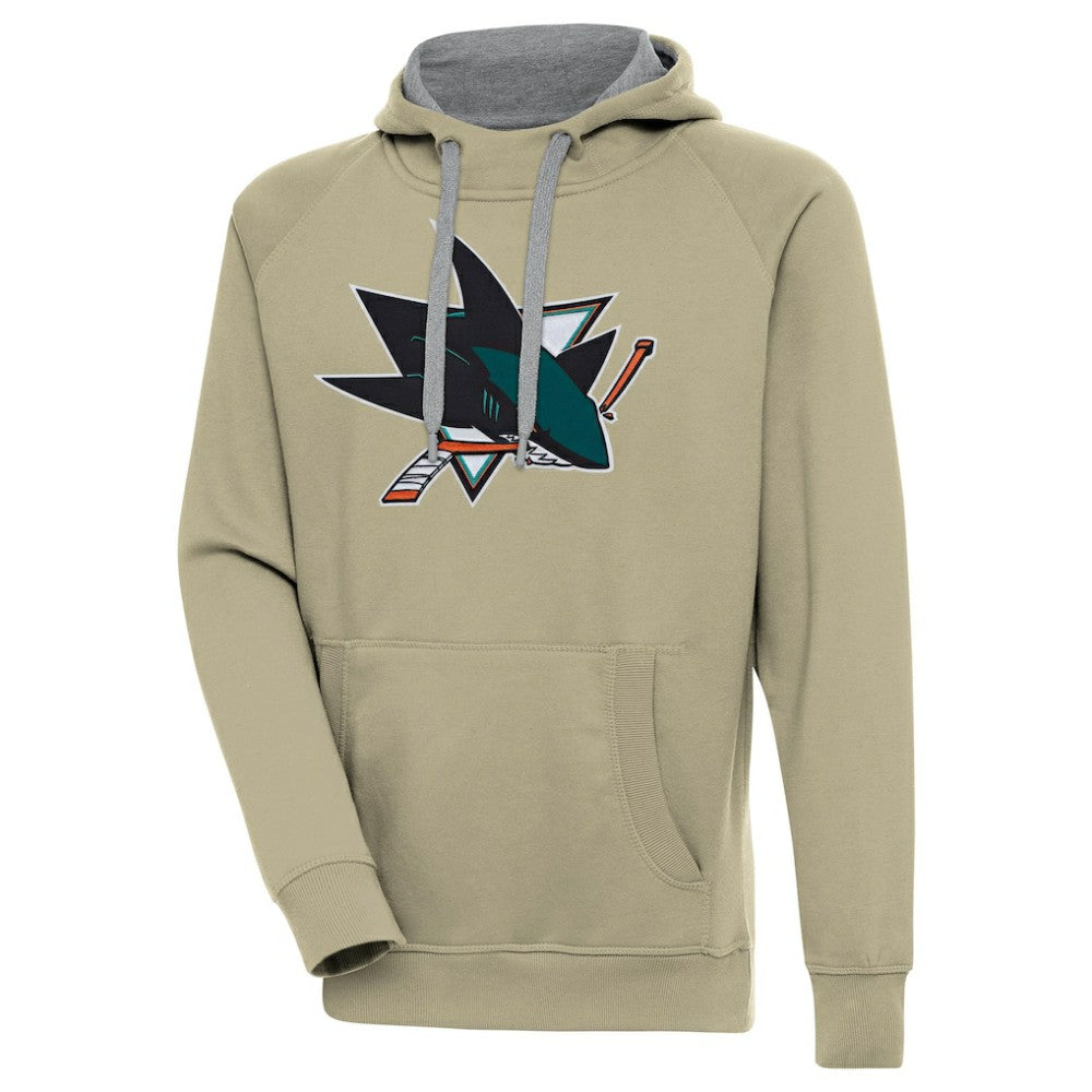 San Jose Sharks Antigua Victory Pullover Hoodie - Khaki | US 200069269