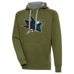 San Jose Sharks Antigua Victory Pullover Hoodie - Olive | US 200069270