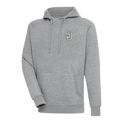 San Diego Padres Antigua Metallic Victory Pullover Hoodie - Heather Gray Hoodies