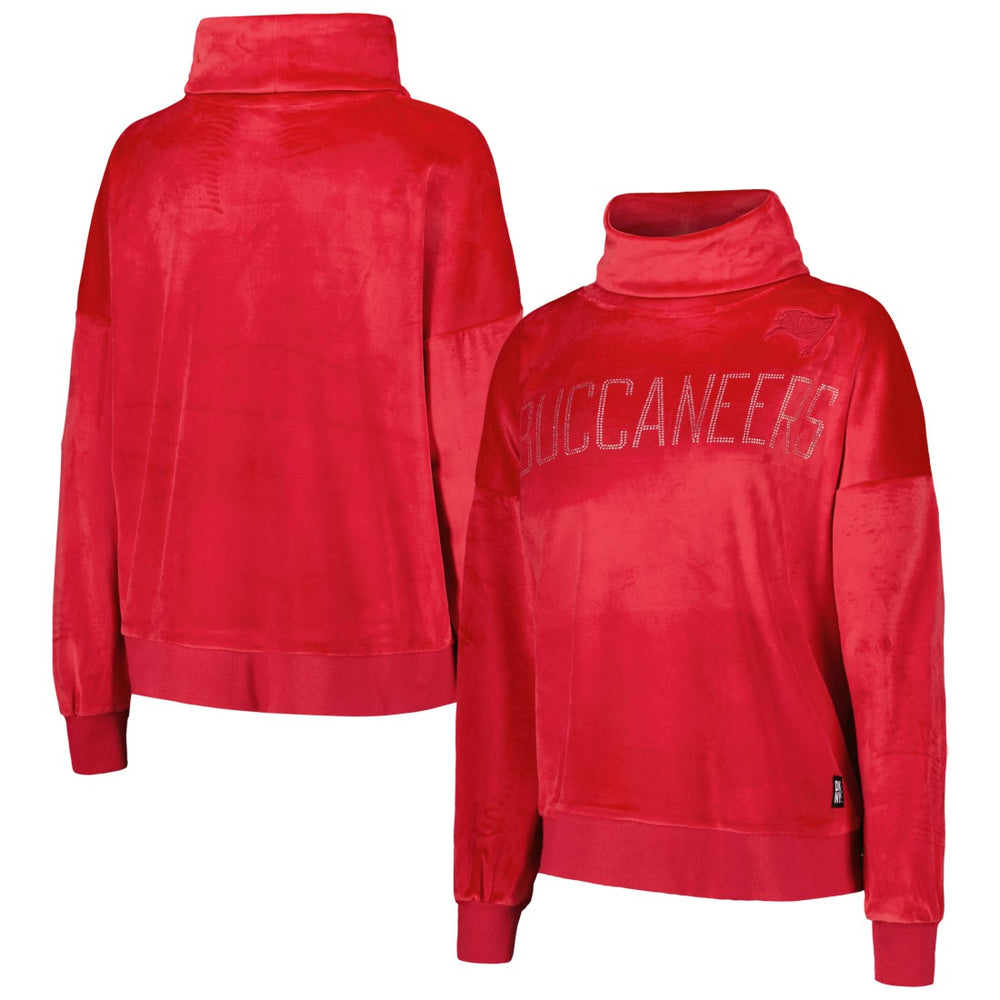 Tampa Bay Buccaneers DKNY Sport Women's Deliliah Rhinestone Funnel Neck Pullover Sweatshirt - Red Pullover