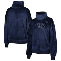 Tennessee Titans DKNY Sport Women's Deliliah Rhinestone Funnel Neck Pullover Sweatshirt - Navy Pullover