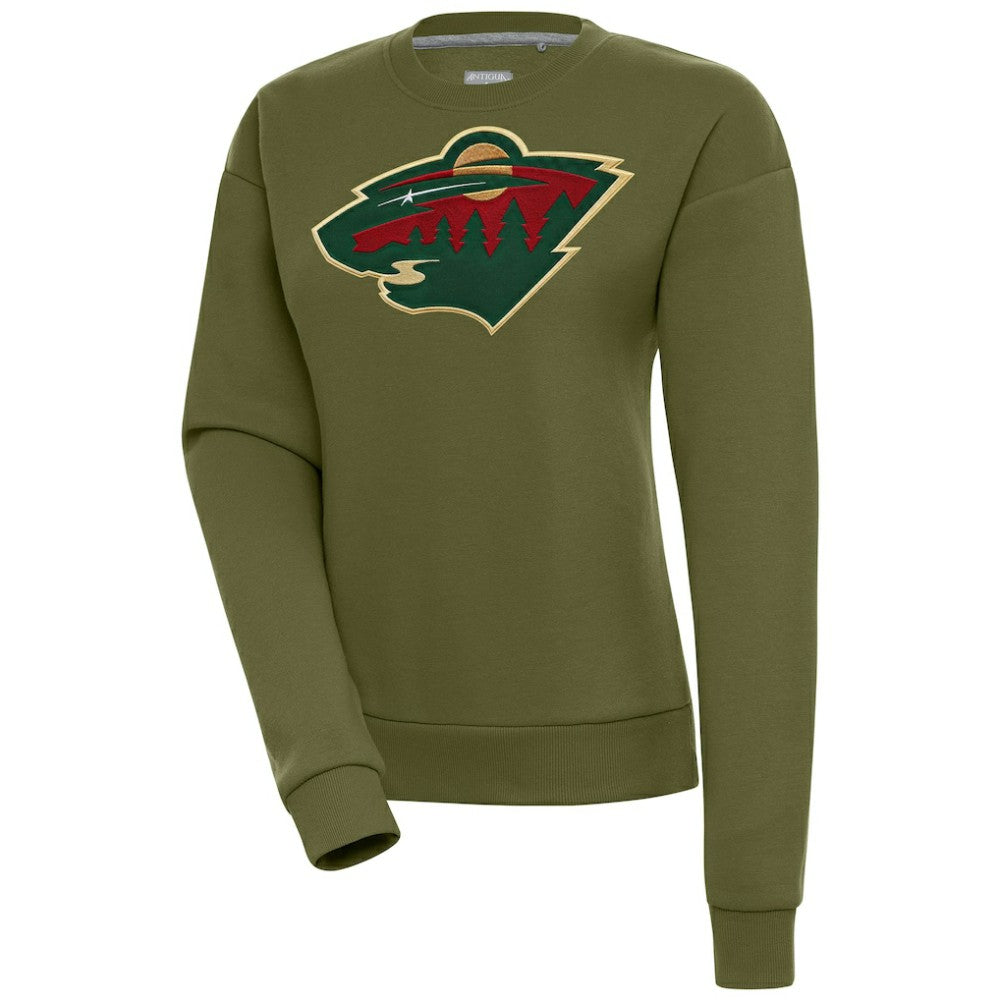 Minnesota Wild Antigua Women's Victory Pullover Sweatshirt - Olive | US 200070142