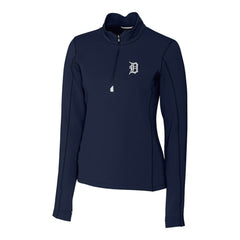 Detroit Tigers Cutter & Buck Women's DryTec Traverse Stretch Quarter-Zip Pullover Top - Navy Pullover