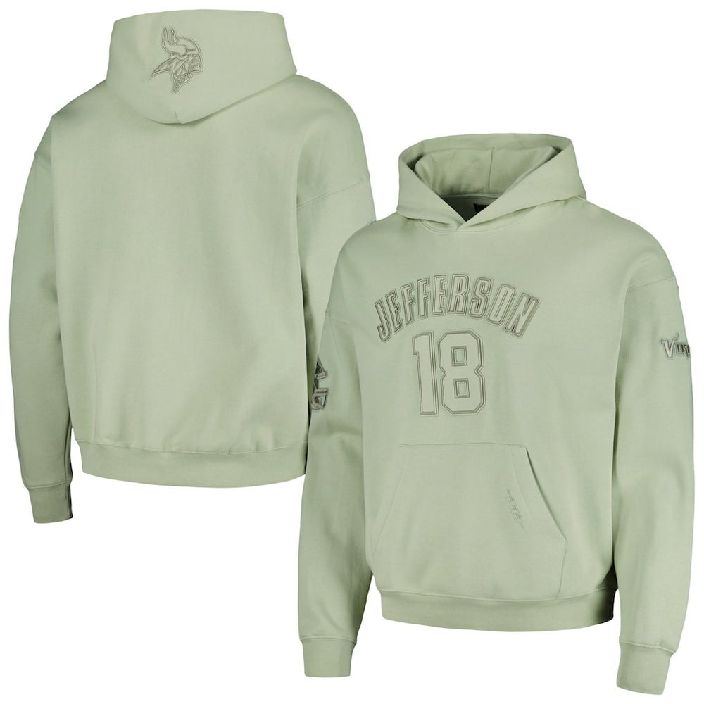 Justin Jefferson Minnesota Vikings Pro Standard Player Name & Number Pullover Hoodie - Light Green Hoodies