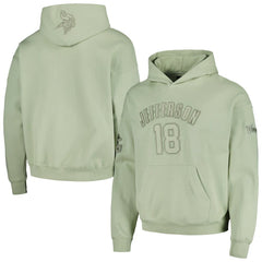 Justin Jefferson Minnesota Vikings Pro Standard Player Name & Number Pullover Hoodie - Light Green Hoodies