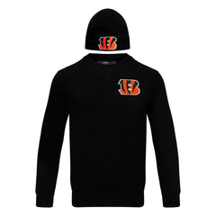 Cincinnati Bengals Pro Standard Crewneck Pullover Sweater & Cuffed Knit Hat Box Gift Set - Black Hats