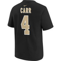 Derek Carr New Orleans Saints Youth Player Name & Number T-Shirt - Black T-shirts
