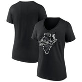 Chicago White Sox Women's Hometown Sox State V-Neck T-Shirt - Black T-shirts