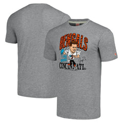 Joe Burrow Cincinnati Bengals Homage Unisex Caricature Player Tri-Blend T-Shirt - Gray T-shirts