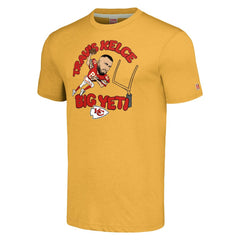 Travis Kelce Kansas City Chiefs Homage Unisex Caricature Player Tri-Blend T-Shirt - Gold T-shirts