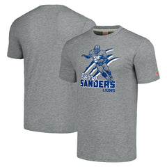 Barry Sanders Detroit Lions Homage Unisex Caricature Retired Player Tri-Blend T-Shirt - Gray T-shirts
