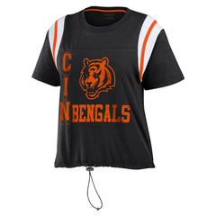 Cincinnati Bengals WEAR by Erin Andrews Women's Cinched Colorblock T-Shirt - Black T-shirts