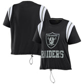 Las Vegas Raiders WEAR by Erin Andrews Women's Cinched Colorblock T-Shirt - Black T-shirts