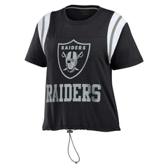 Las Vegas Raiders WEAR by Erin Andrews Women's Cinched Colorblock T-Shirt - Black T-shirts