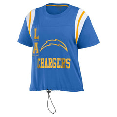 Los Angeles Chargers WEAR by Erin Andrews Women's Cinched Colorblock T-Shirt - Powder Blue T-shirts