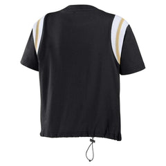New Orleans Saints WEAR by Erin Andrews Women's Cinched Colorblock T-Shirt - Black T-shirts