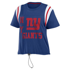 New York Giants WEAR by Erin Andrews Women's Cinched Colorblock T-Shirt - Royal T-shirts
