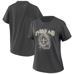 New Orleans Saints WEAR by Erin Andrews Women's Boyfriend T-Shirt - Charcoal T-shirts