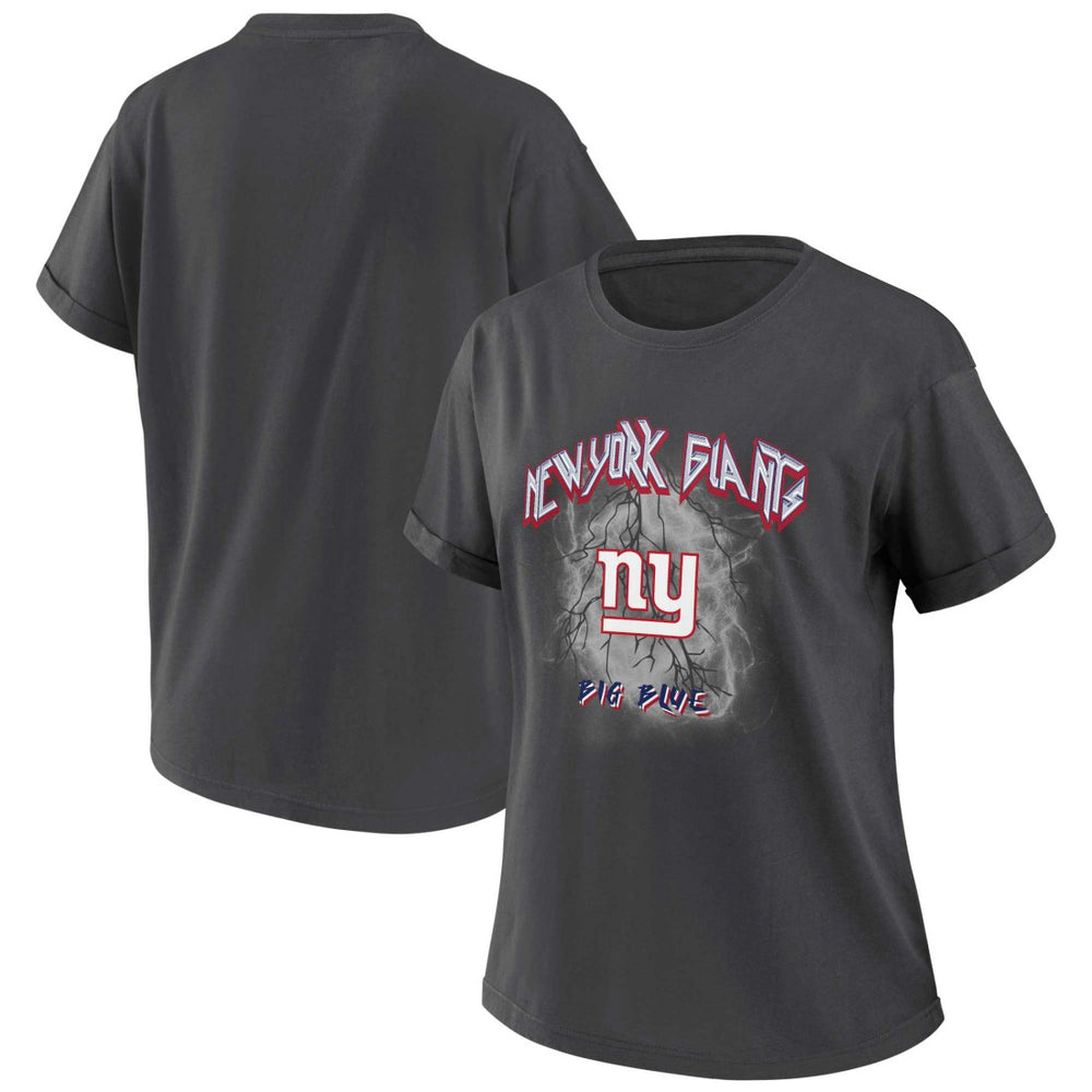 New York Giants WEAR by Erin Andrews Women's Boyfriend T-Shirt - Charcoal T-shirts