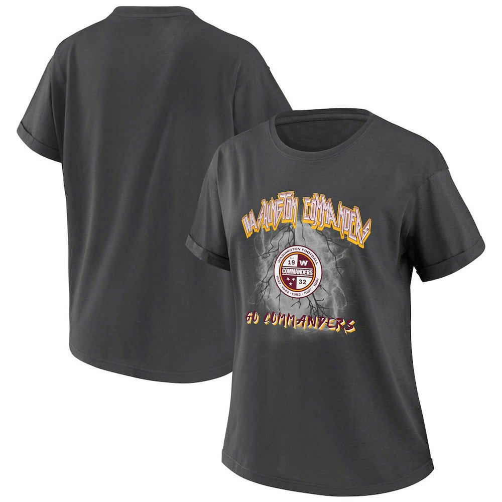Washington Commanders WEAR by Erin Andrews Women's Boyfriend T-Shirt - Charcoal T-shirts