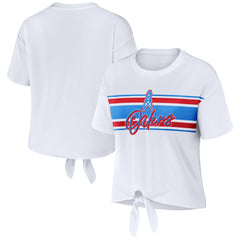 Tennessee Titans WEAR by Erin Andrews Women's Front Tie Retro T-Shirt - White T-shirts