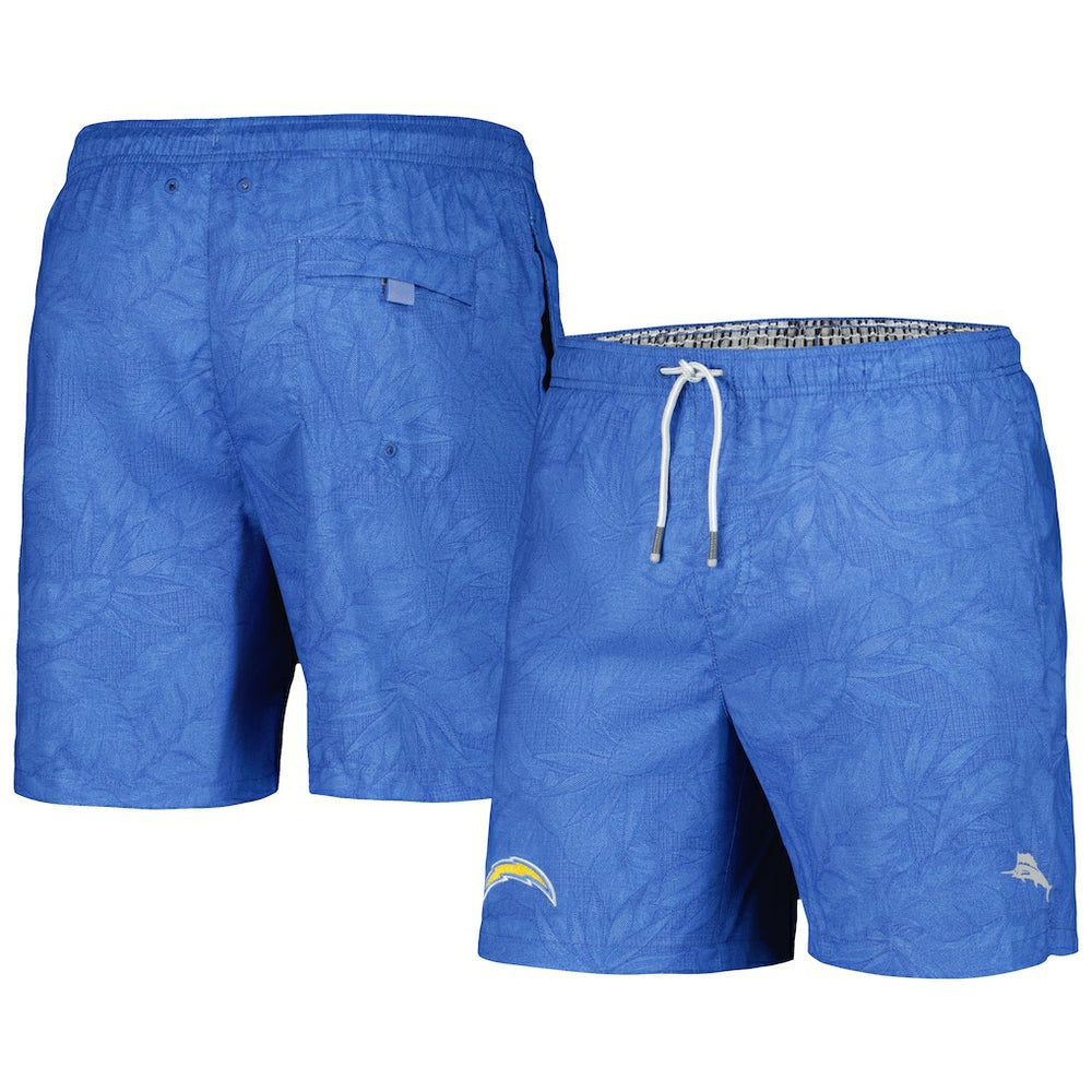 Los Angeles Chargers Naples Layered Leaves Swim Shorts - Powder Blue Shorts