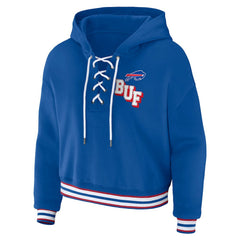 Buffalo Bills WEAR by Erin Andrews Women's Lace-Up Pullover Hoodie - Royal Hoodies