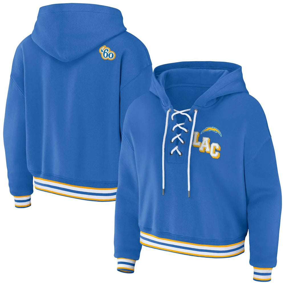 Los Angeles Chargers WEAR by Erin Andrews Women's Lace-Up Pullover Hoodie - Powder Blue Hoodies