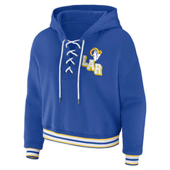 Los Angeles Rams WEAR by Erin Andrews Women's Lace-Up Pullover Hoodie - Royal Hoodies