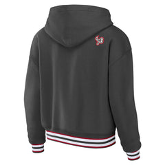 Tampa Bay Buccaneers WEAR by Erin Andrews Women's Lace-Up Pullover Hoodie - Pewter Hoodies