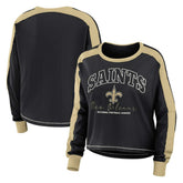 New Orleans Saints WEAR by Erin Andrews Women's Plus Size Colorblock Long Sleeve T-Shirt - Black T-shirts