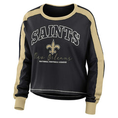 New Orleans Saints WEAR by Erin Andrews Women's Plus Size Colorblock Long Sleeve T-Shirt - Black T-shirts