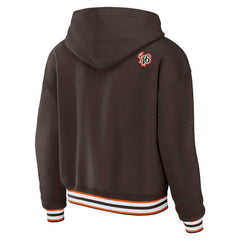 Cleveland Browns WEAR by Erin Andrews Women's Plus Size Lace-Up Pullover Hoodie - Brown Hoodies