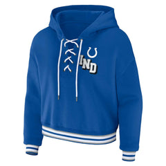 Indianapolis Colts WEAR by Erin Andrews Women's Plus Size Lace-Up Pullover Hoodie - Royal Hoodies