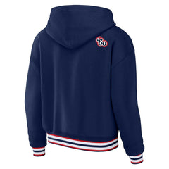 New England Patriots WEAR by Erin Andrews Women's Plus Size Lace-Up Pullover Hoodie - Navy Hoodies