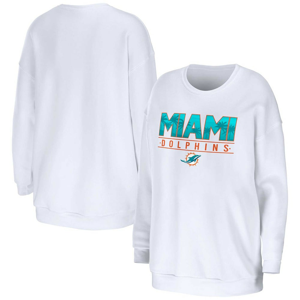 Miami Dolphins WEAR by Erin Andrews Women's Domestic Pullover Sweatshirt - White Pullover