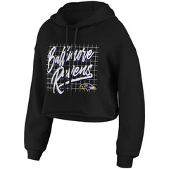Baltimore Ravens WEAR by Erin Andrews Women's Domestic Cropped Pullover Hoodie - Black Hoodies
