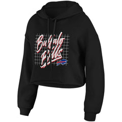 Buffalo Bills WEAR by Erin Andrews Women's Domestic Cropped Pullover Hoodie - Black Hoodies